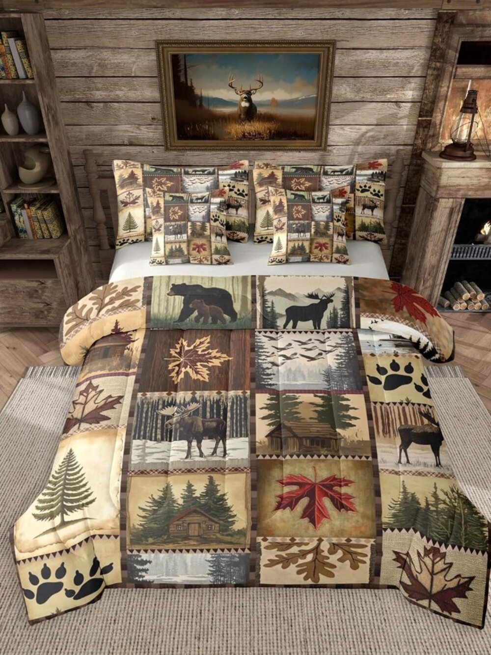 Lodge Comforter Set Queen Size 7 Pieces for Kids Boys Girls